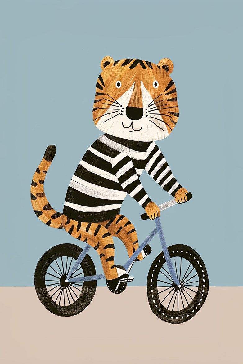 Poster - Tiger på cykel
