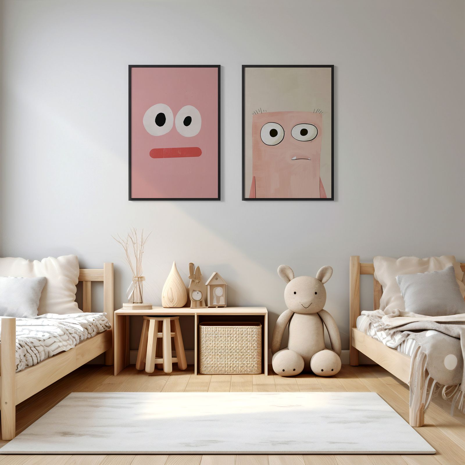 Poster - Söta tecknade ansikten / Set om 2