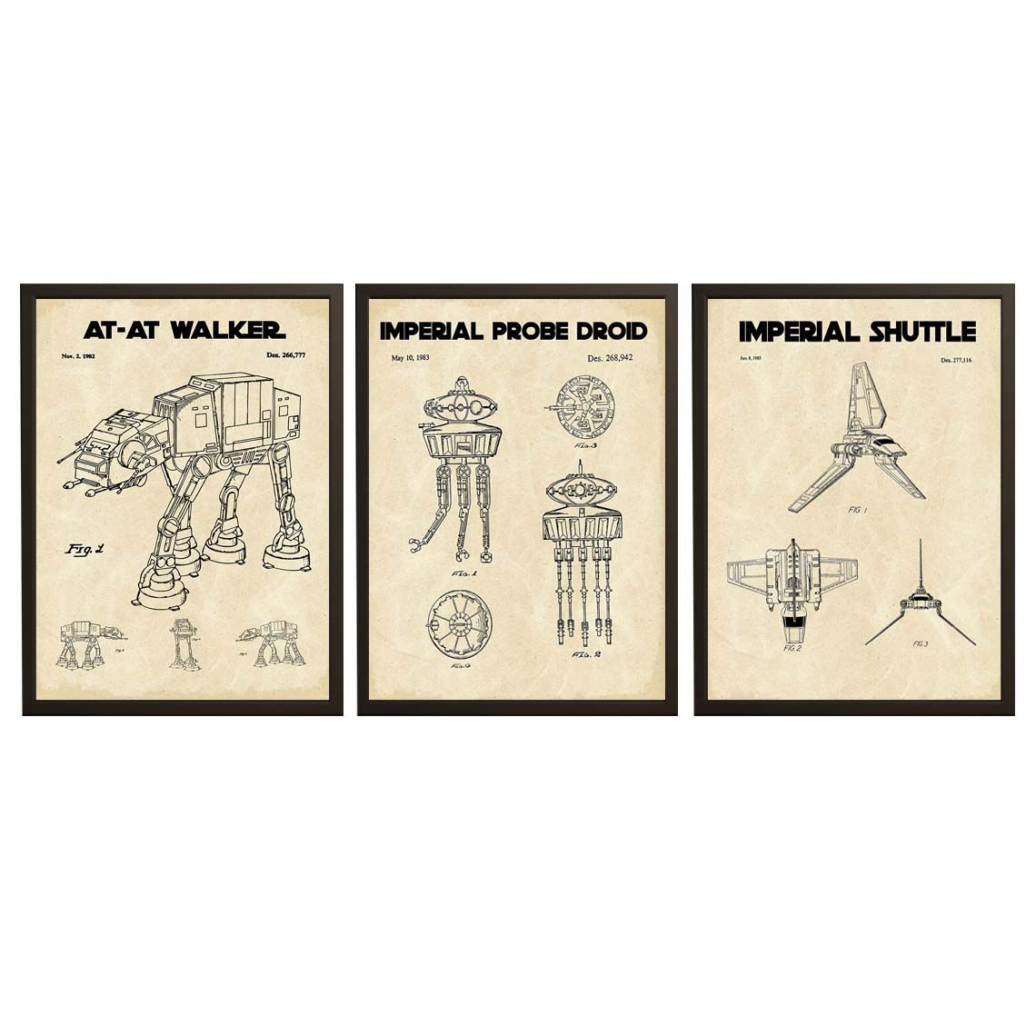 Patentteckningsposter - Star Wars-samling / Set med 3