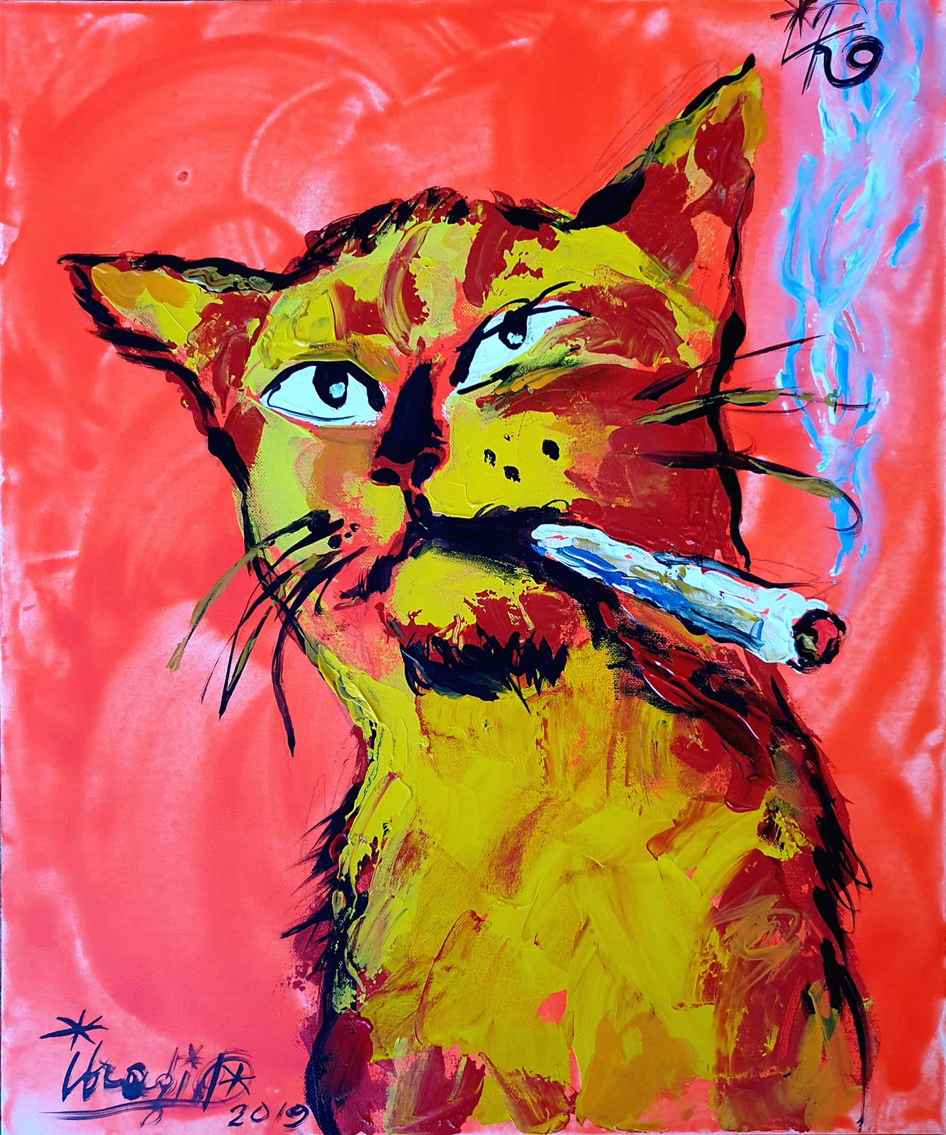 Poster - Katt med cigarett
