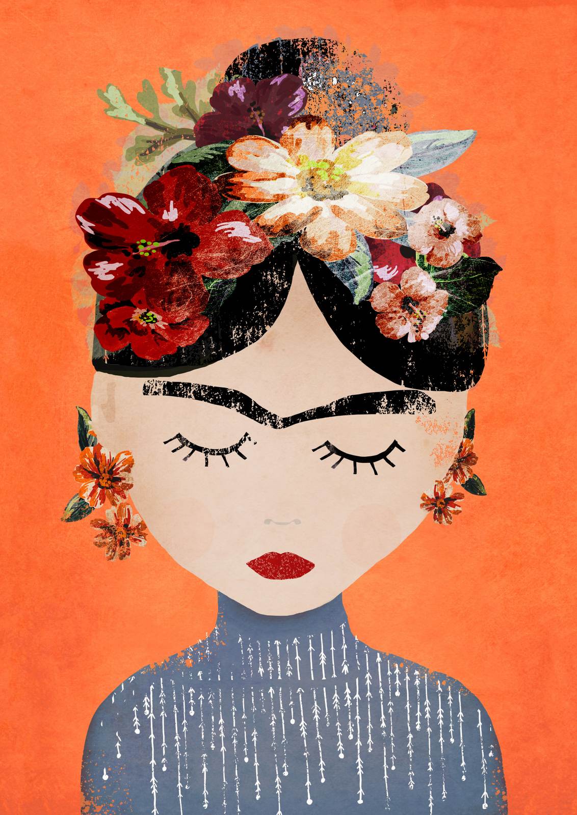 Poster - Blommig Frida Illustration