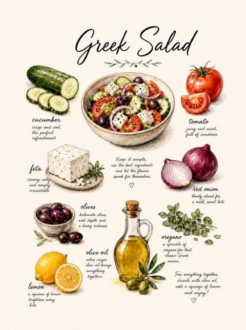 Poster - Grekisk Salladsrecept