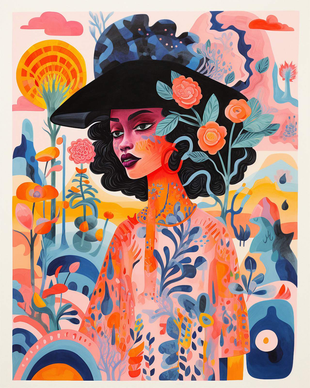 Poster - Vibrant Portrait av Konstnären