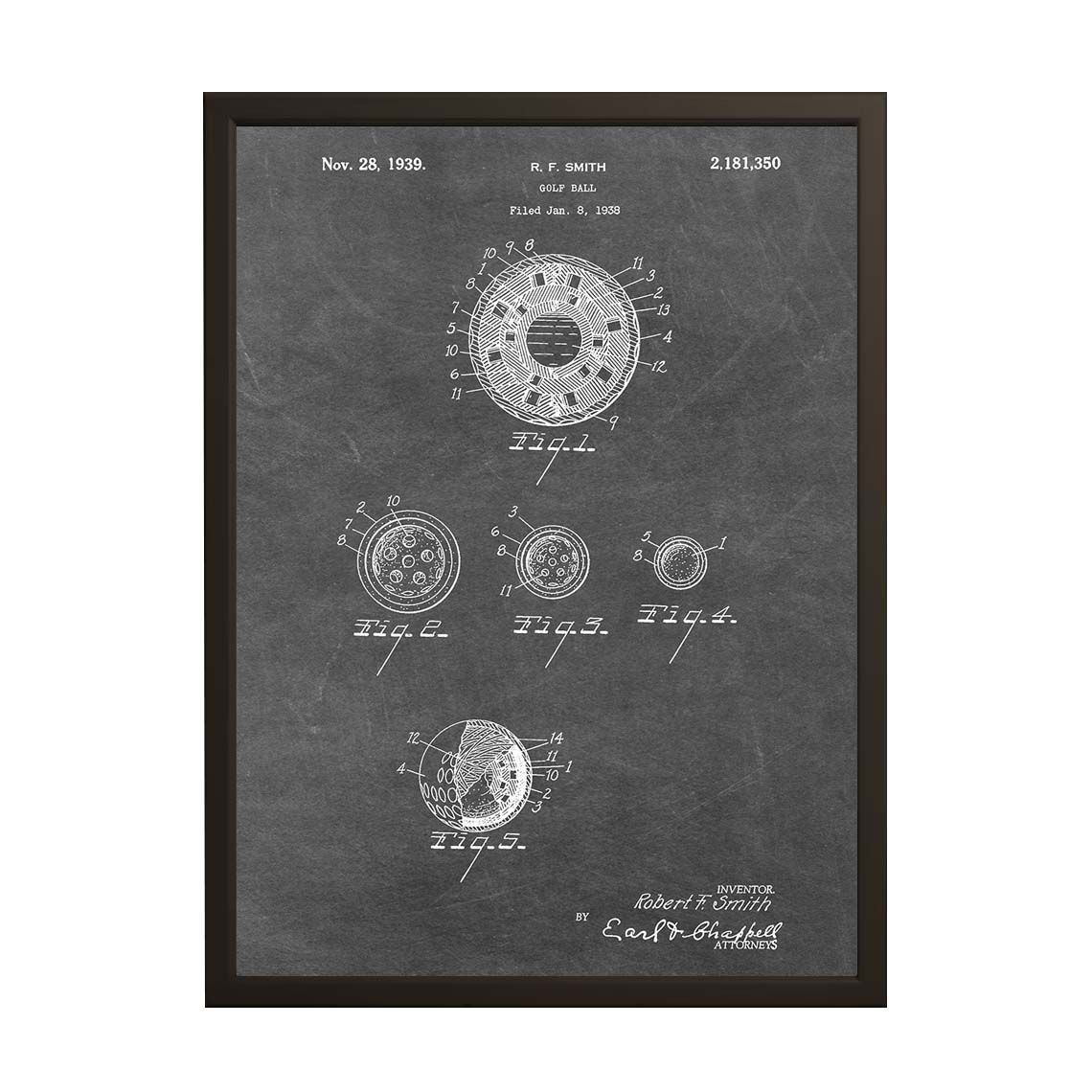 Patentritning Poster - Golfbollsdesign