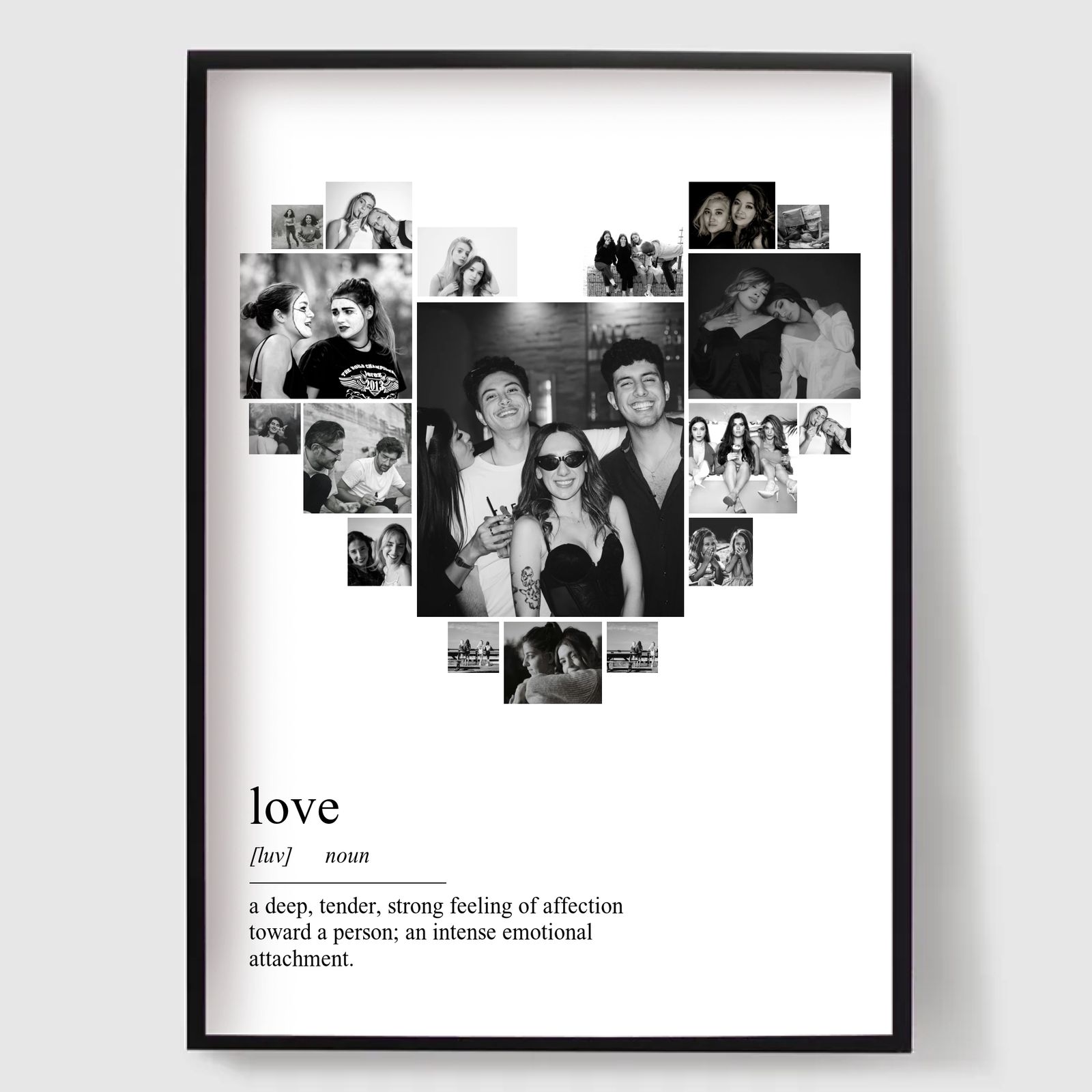 Personlig Poster - Svartvitt Hjärta Fotokollage