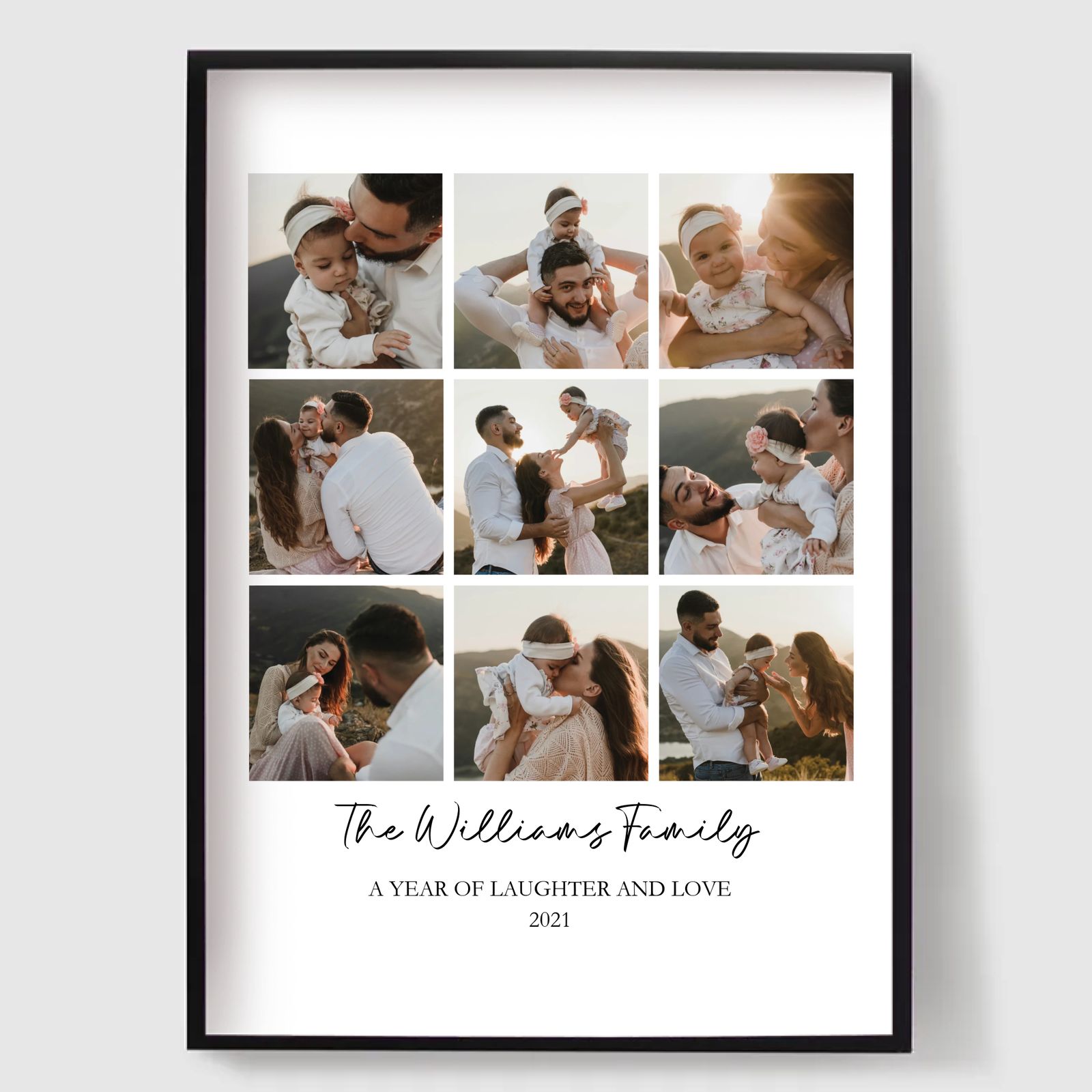 Personlig Poster - Familjefotokollage - 9 Foton
