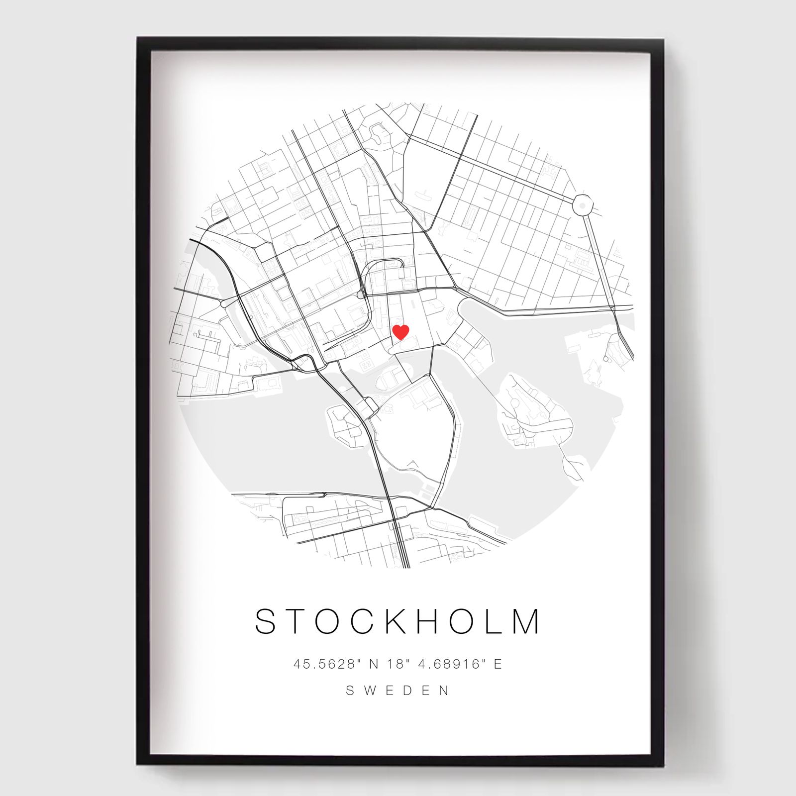 Personlig Poster - Minimalistisk Rund Kartposter