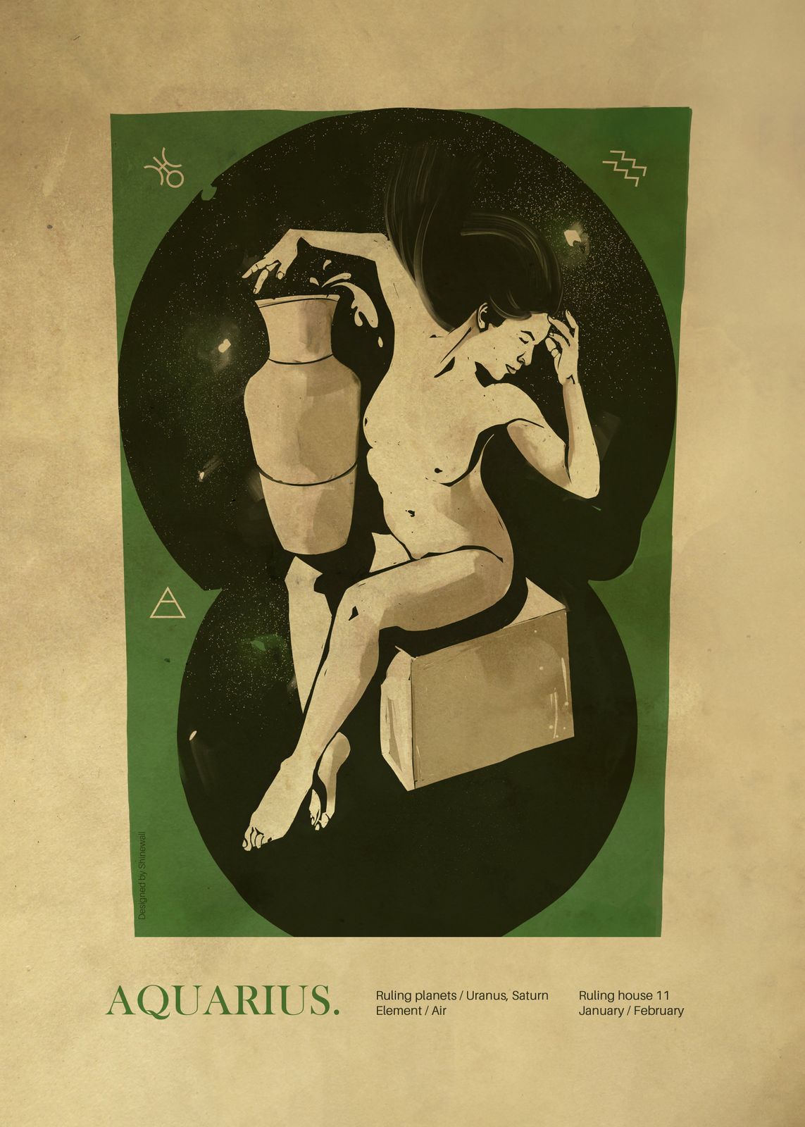 Poster - Aquarius Zodiac-konst