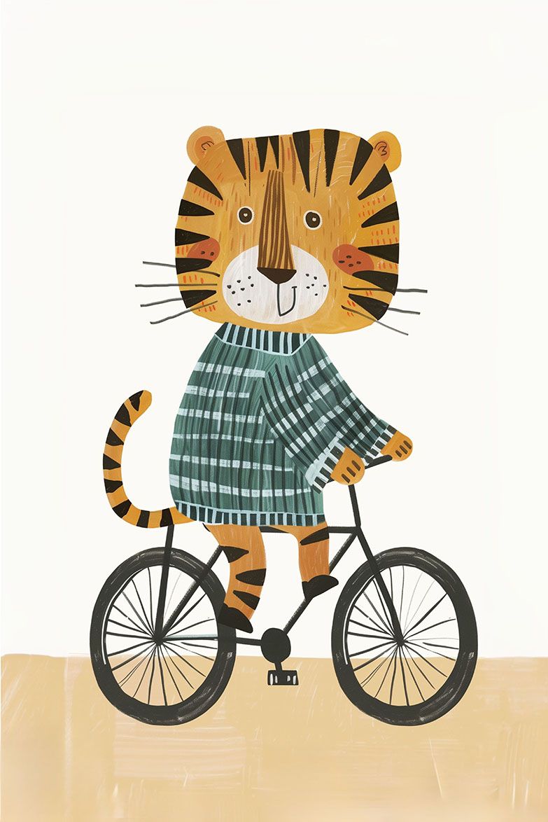 Poster - Tiger på Cykel