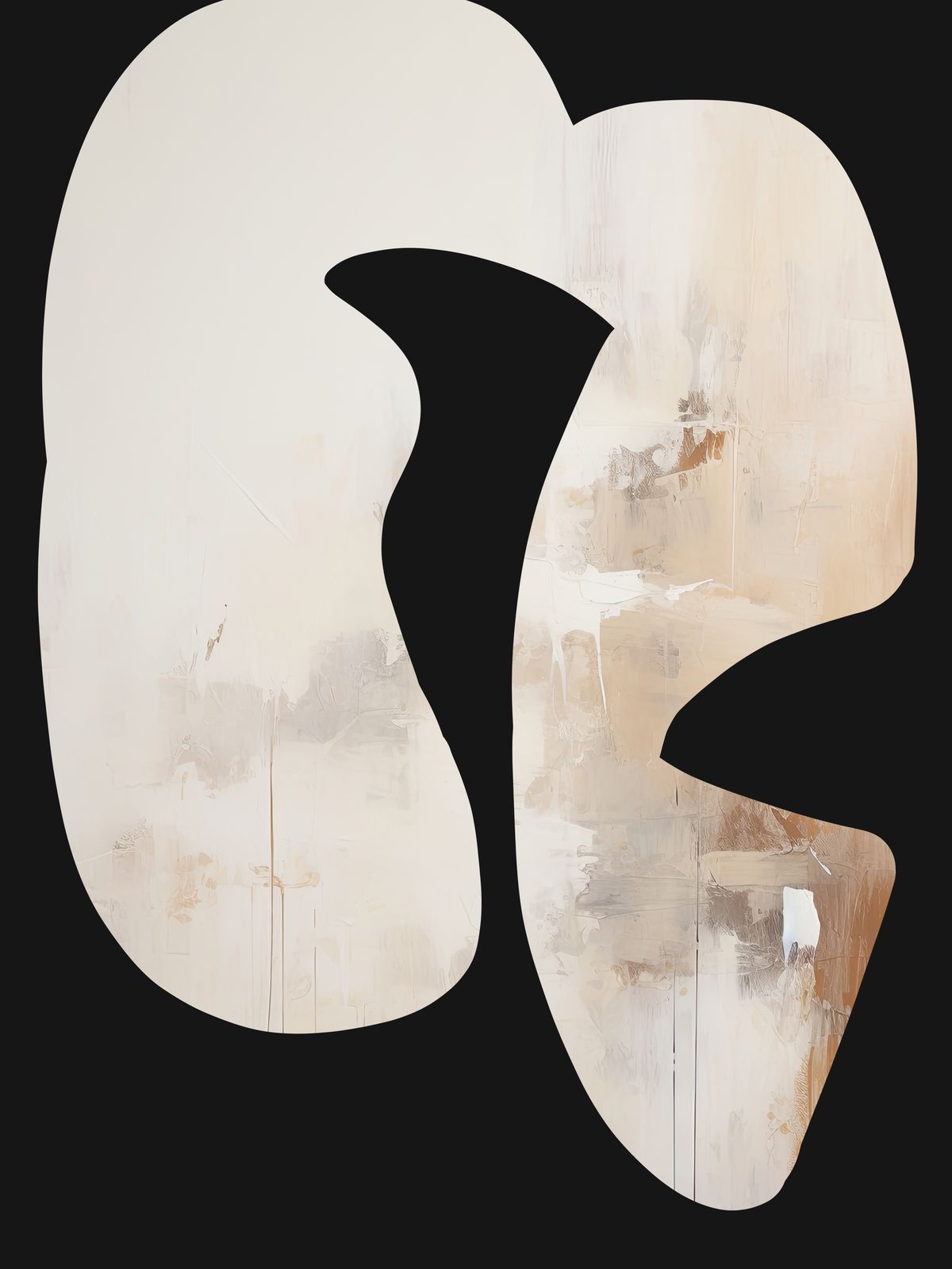 Poster - Abstrakt Beige och Svart