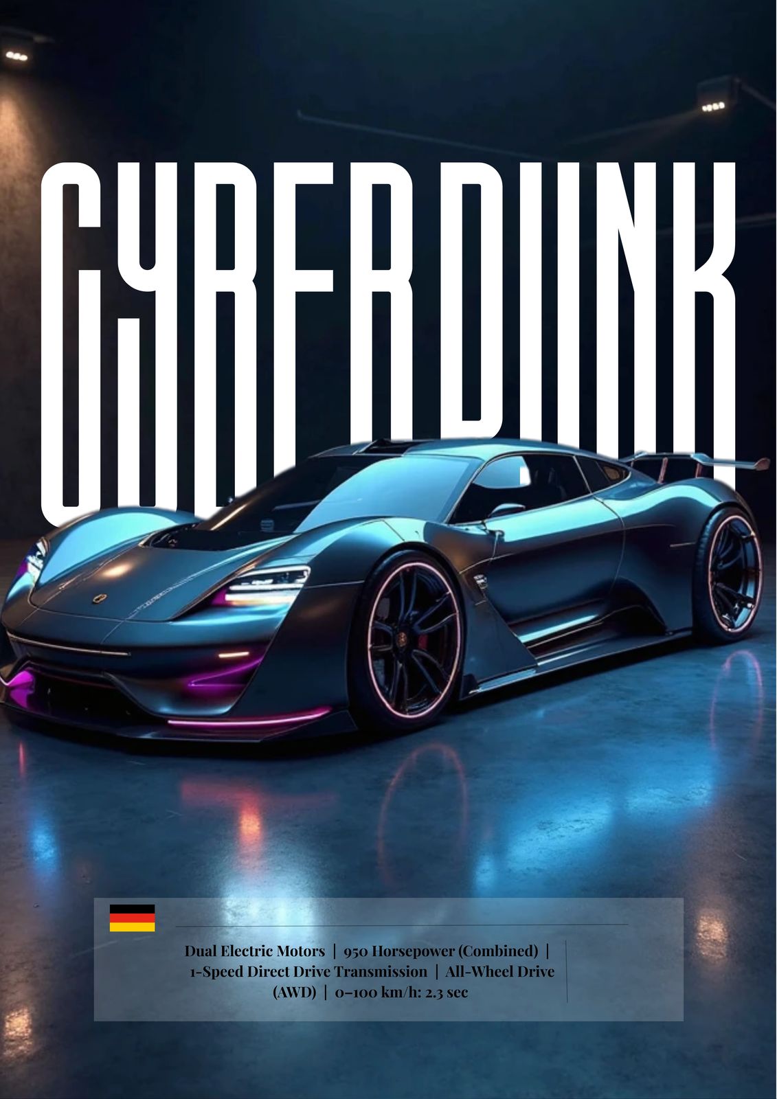 Affisch - Ford GT, Lancer Evo, Cyberpunk / Set of 3