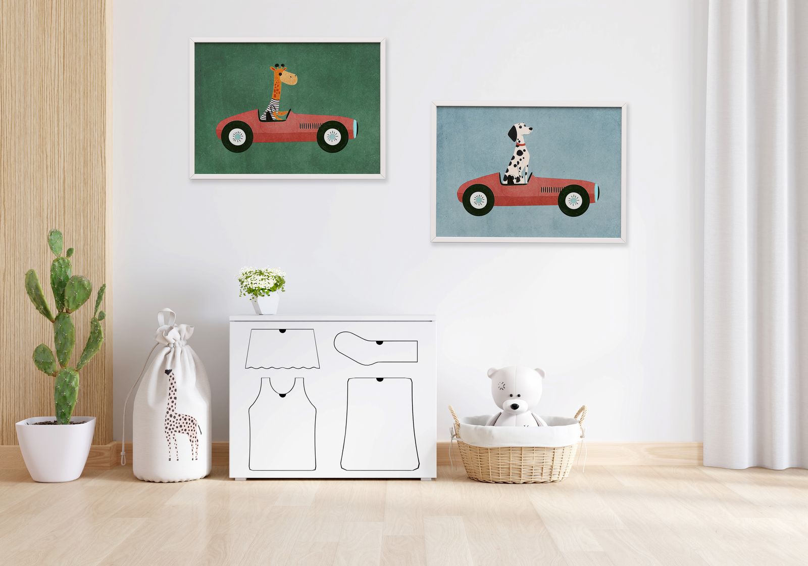 Poster - Djur i bilar / Set av 2