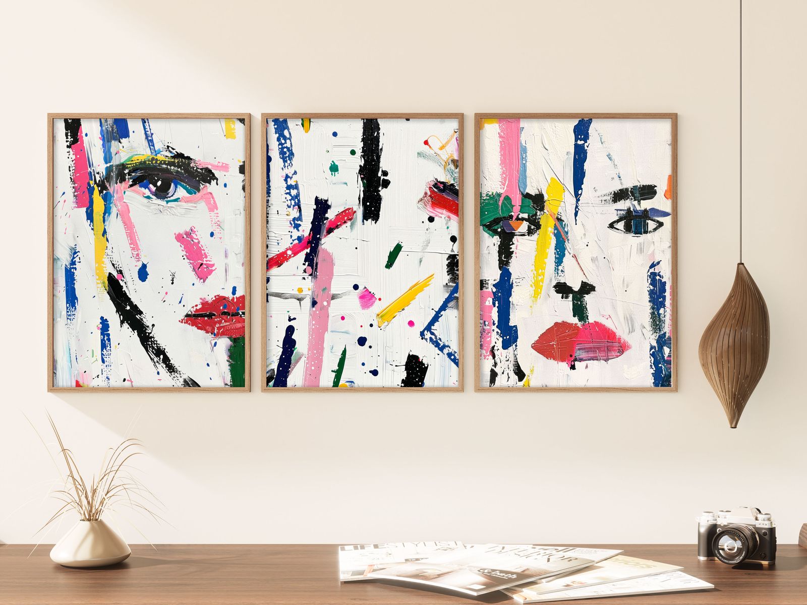 Poster - Abstrakta Ansikten / Set om 3