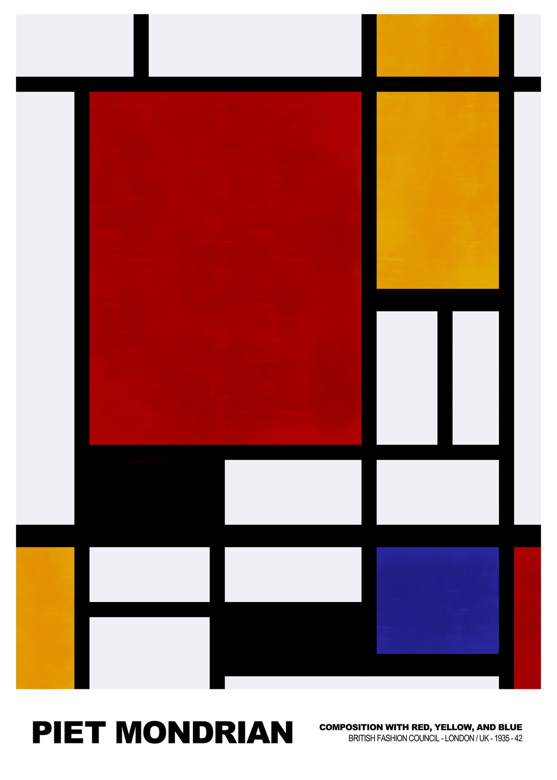 Affisch - Komposition med rött, gult och blått av Piet Mondrian