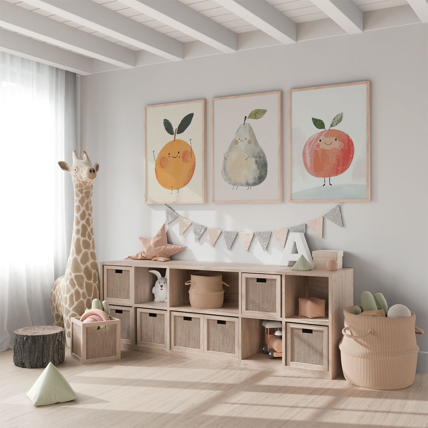 Poster - Söta Fruktfigurer / Set med 3