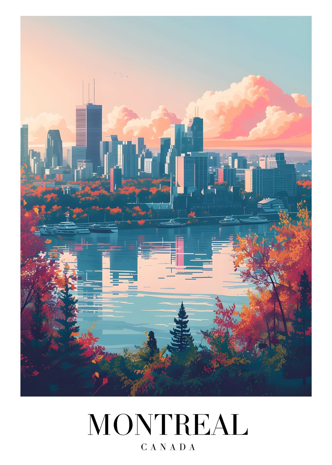 Poster - Montreal Stadssilhuett