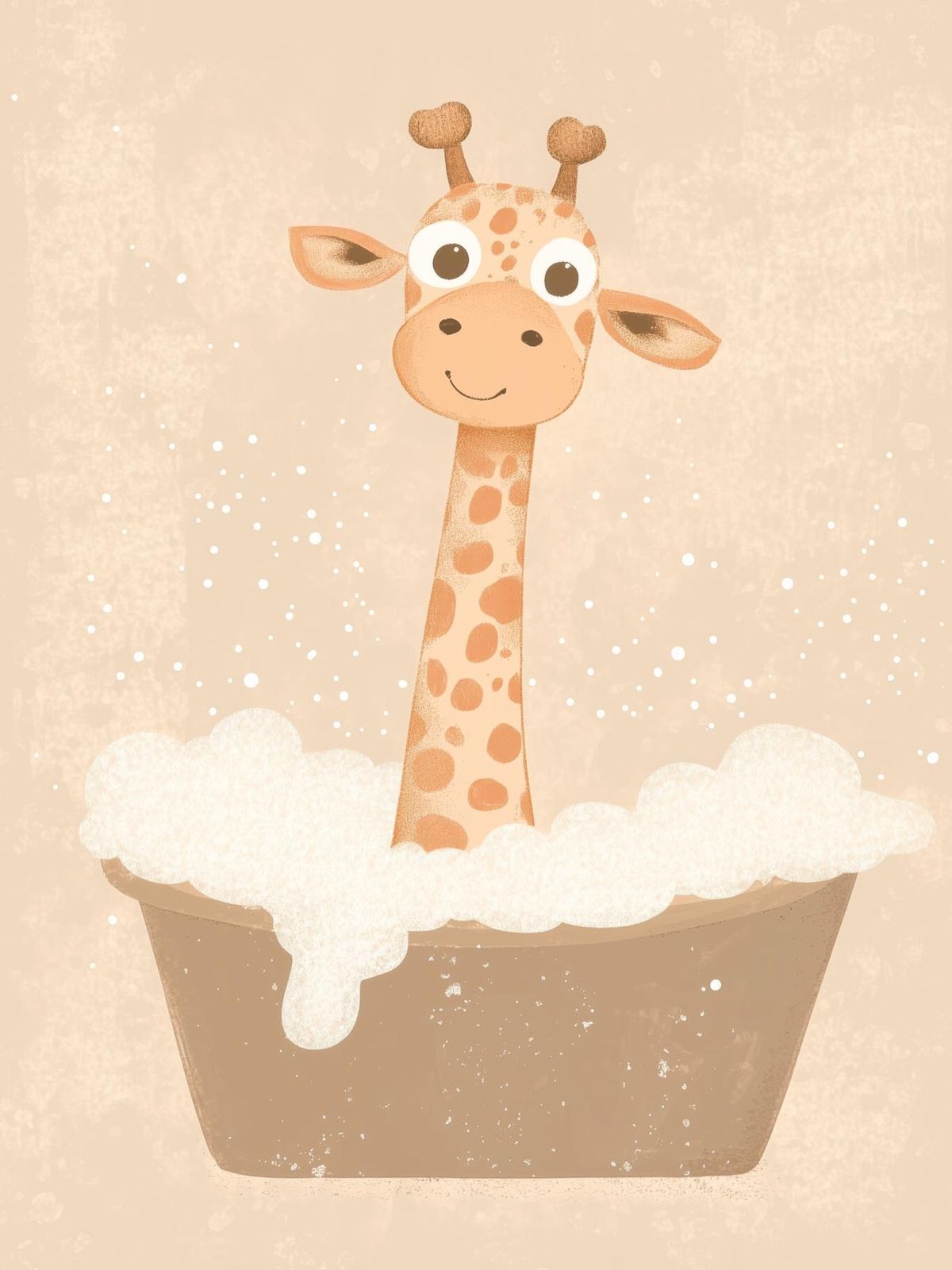 Poster - Giraff i Bubbelbad