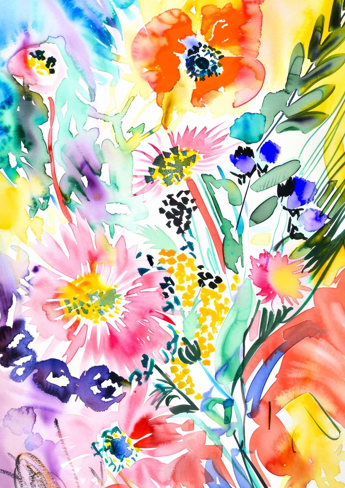 Poster - Blomster Abstrakt Konstverk
