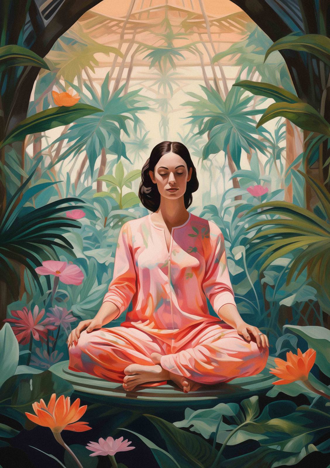 Poster - Meditativ Kvinna i Natur