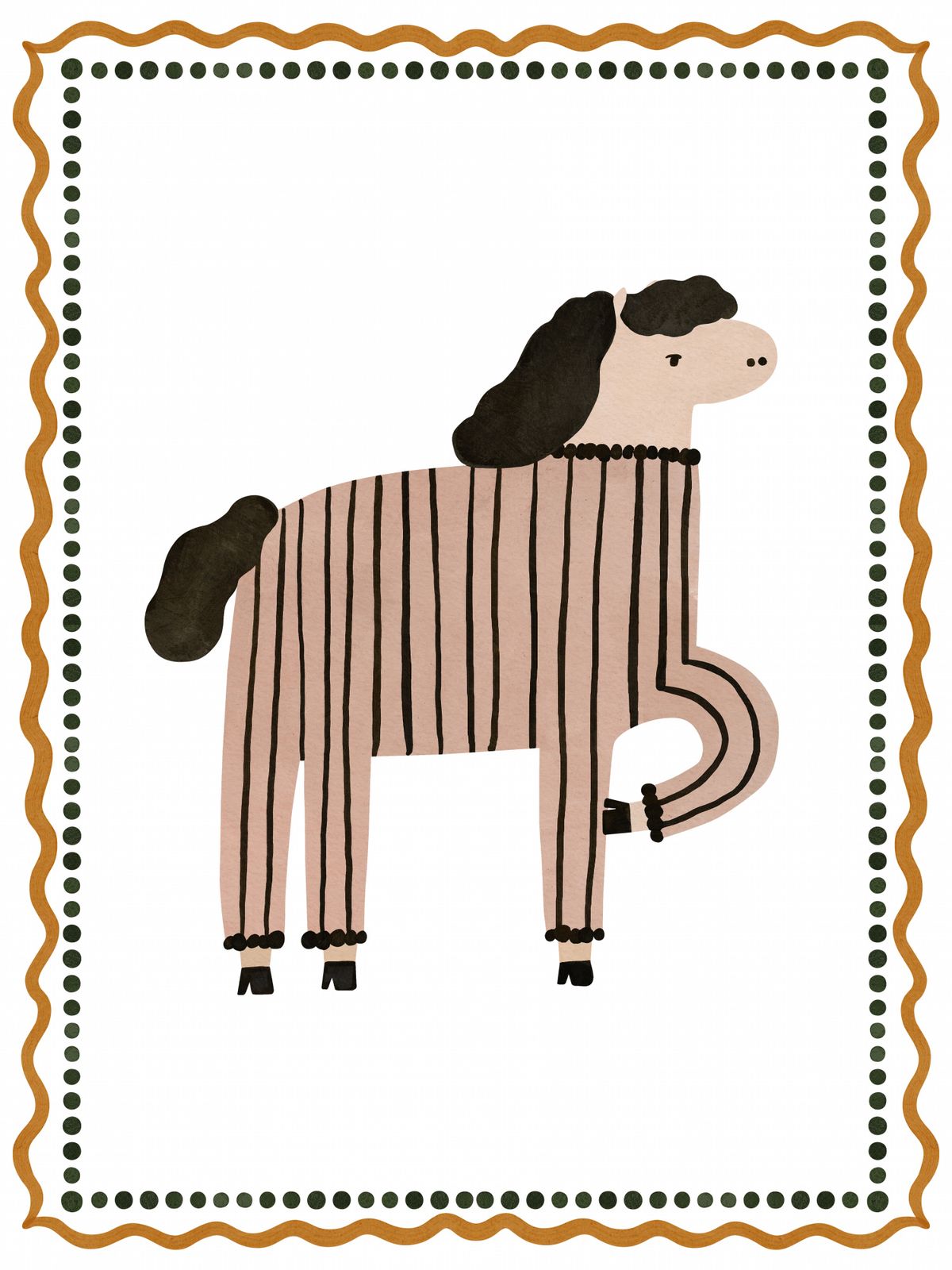 Poster - Randad Hästillustration