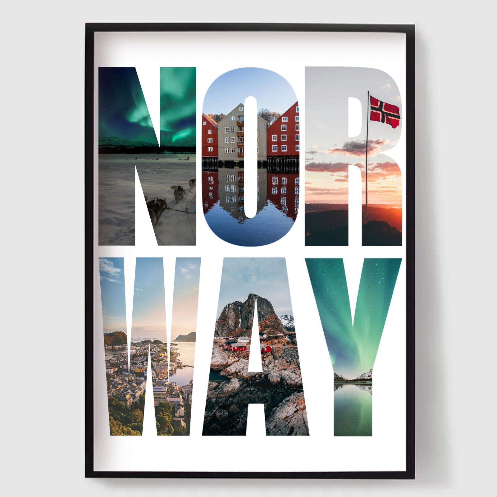 Personlig Poster - Destinationsnamn Fotouppladdning - Norge
