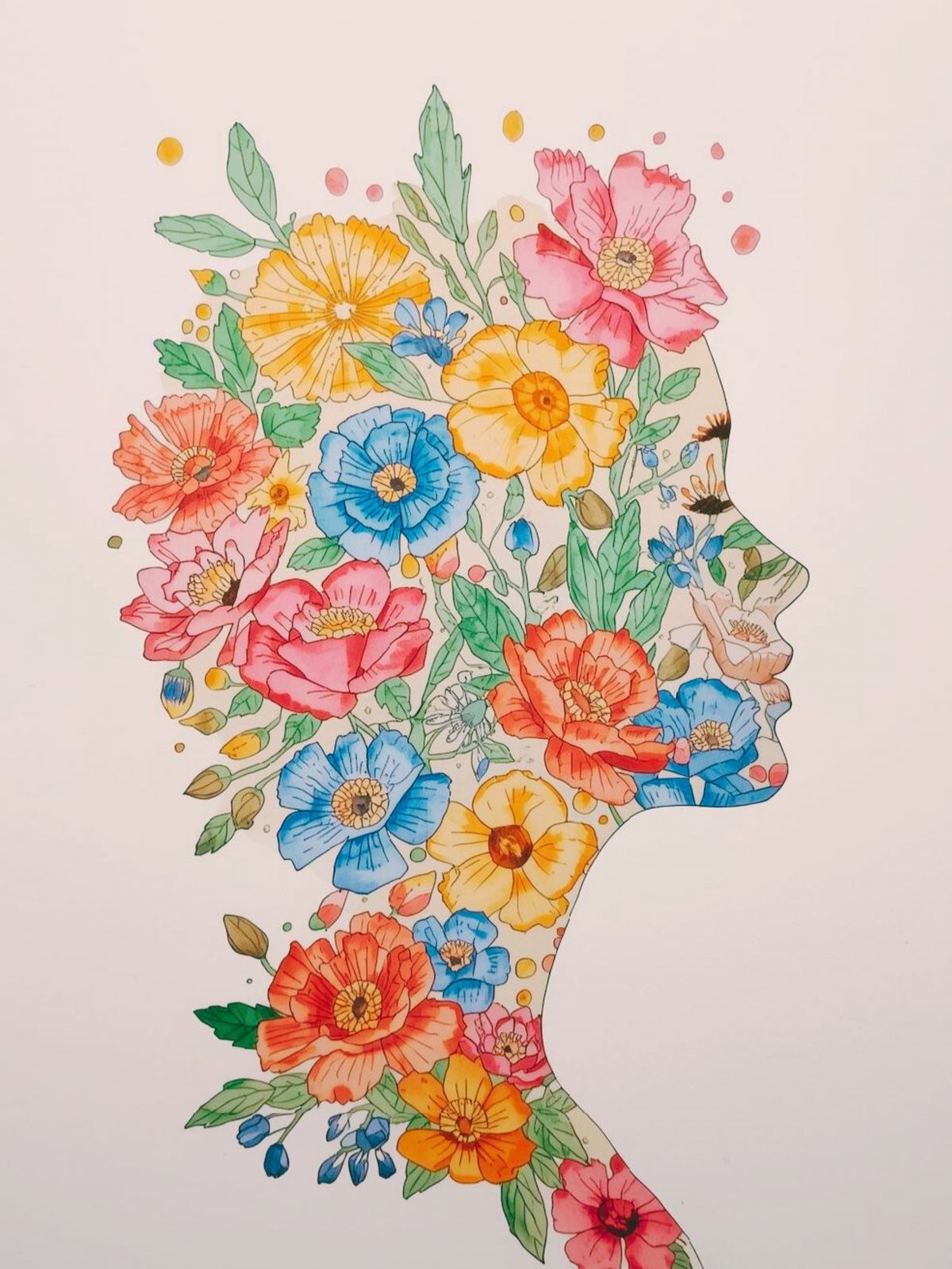 Poster - Blomstersilhuett