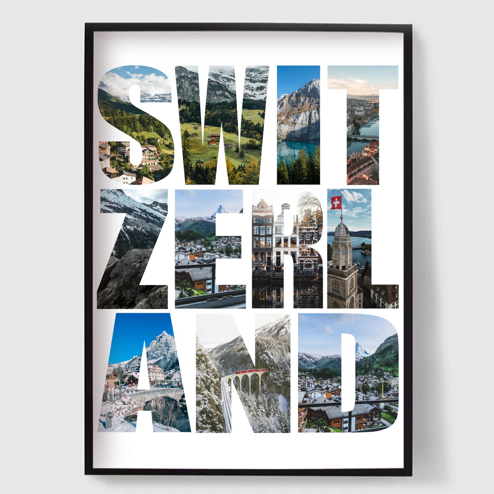 Personlig Poster - Destinationsnamn Fotouppladdning - Schweiz