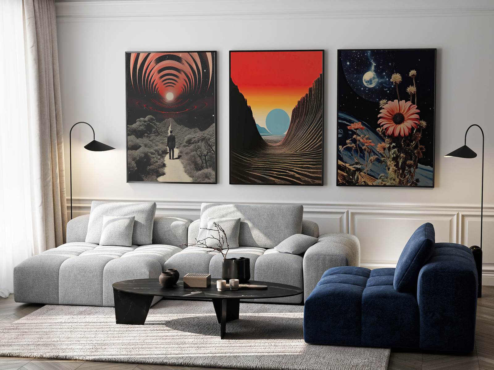 Poster - Kosmisk Blomsterdröm / Set av 3