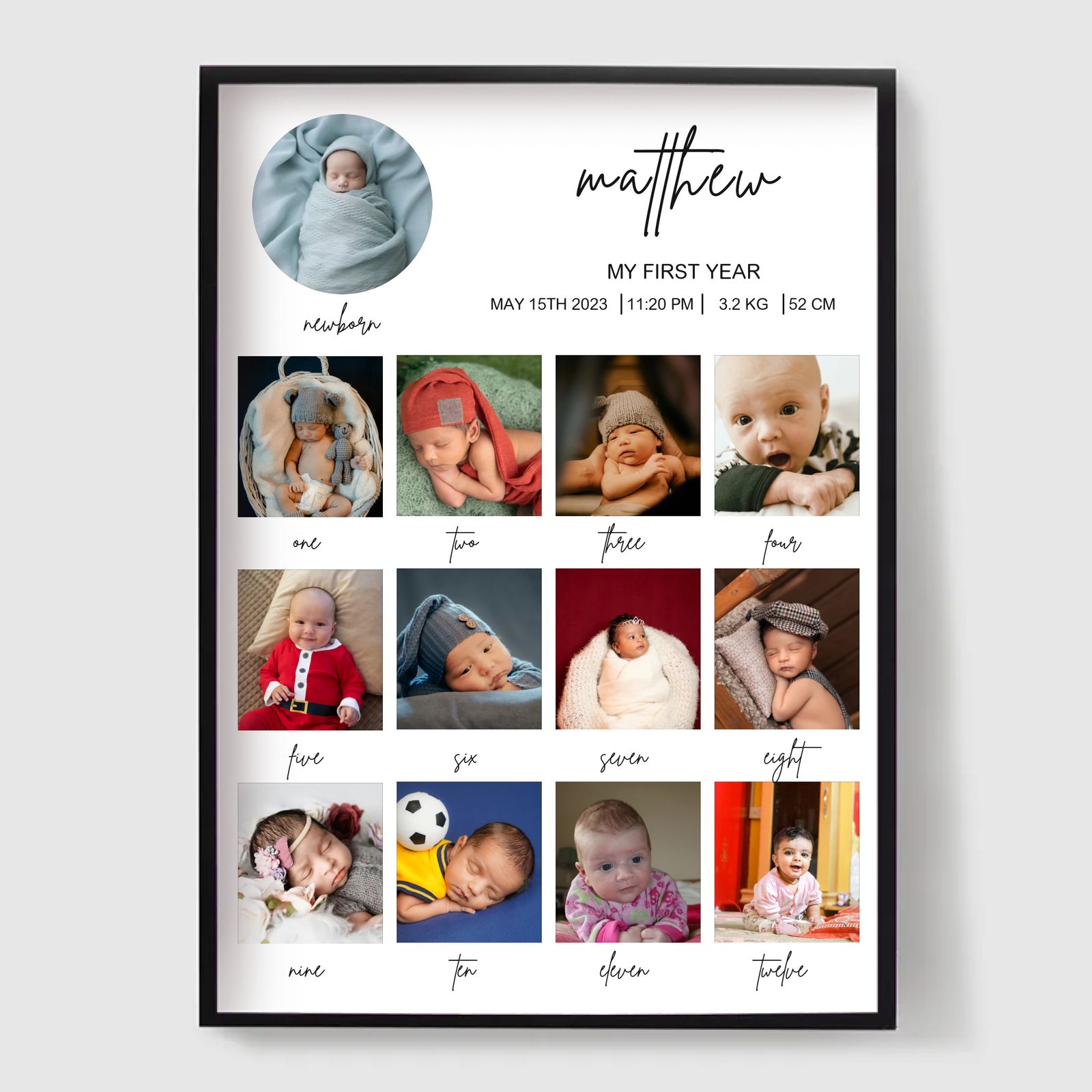 Personlig Poster - Min Första Års Födelseposter - 13 Foton
