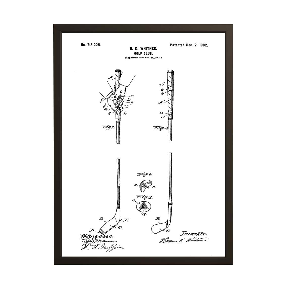 Patentritningsposter - H. K. Whitner Golfklubba