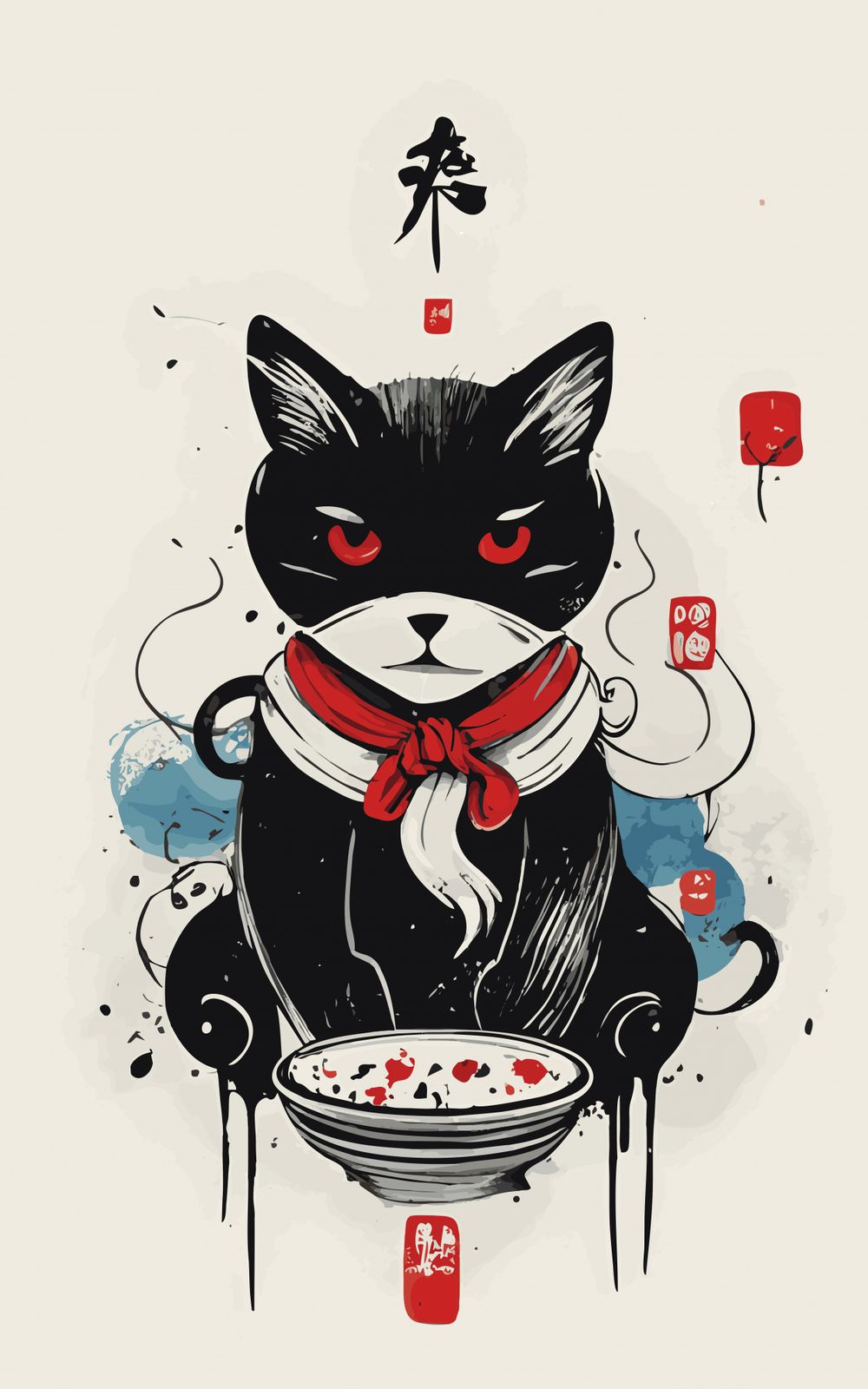 Poster - Katt med skål