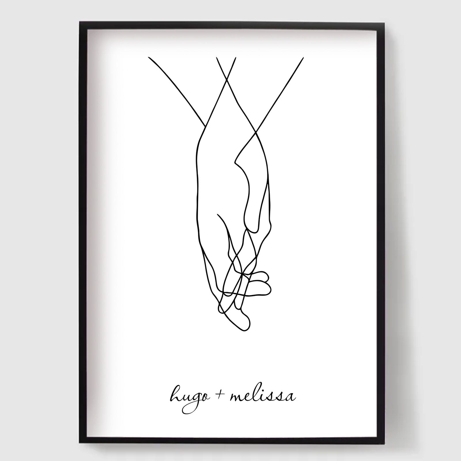 Personlig Poster - Linjekonst Sammanflätade Händer