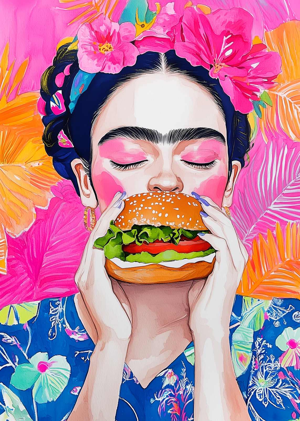 Poster - Frida Kahlo med Burger