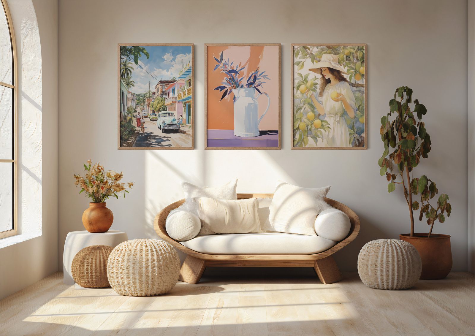 Affisch - Vintage Street och Natur Set om 3