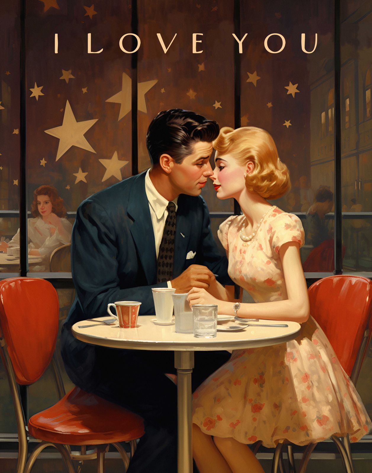 Poster - Romantisk caféscen