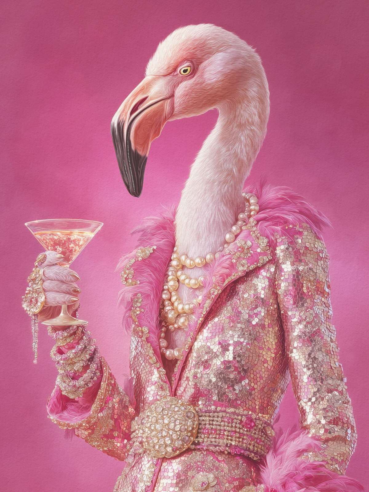 Poster - Glamourös Flamingo