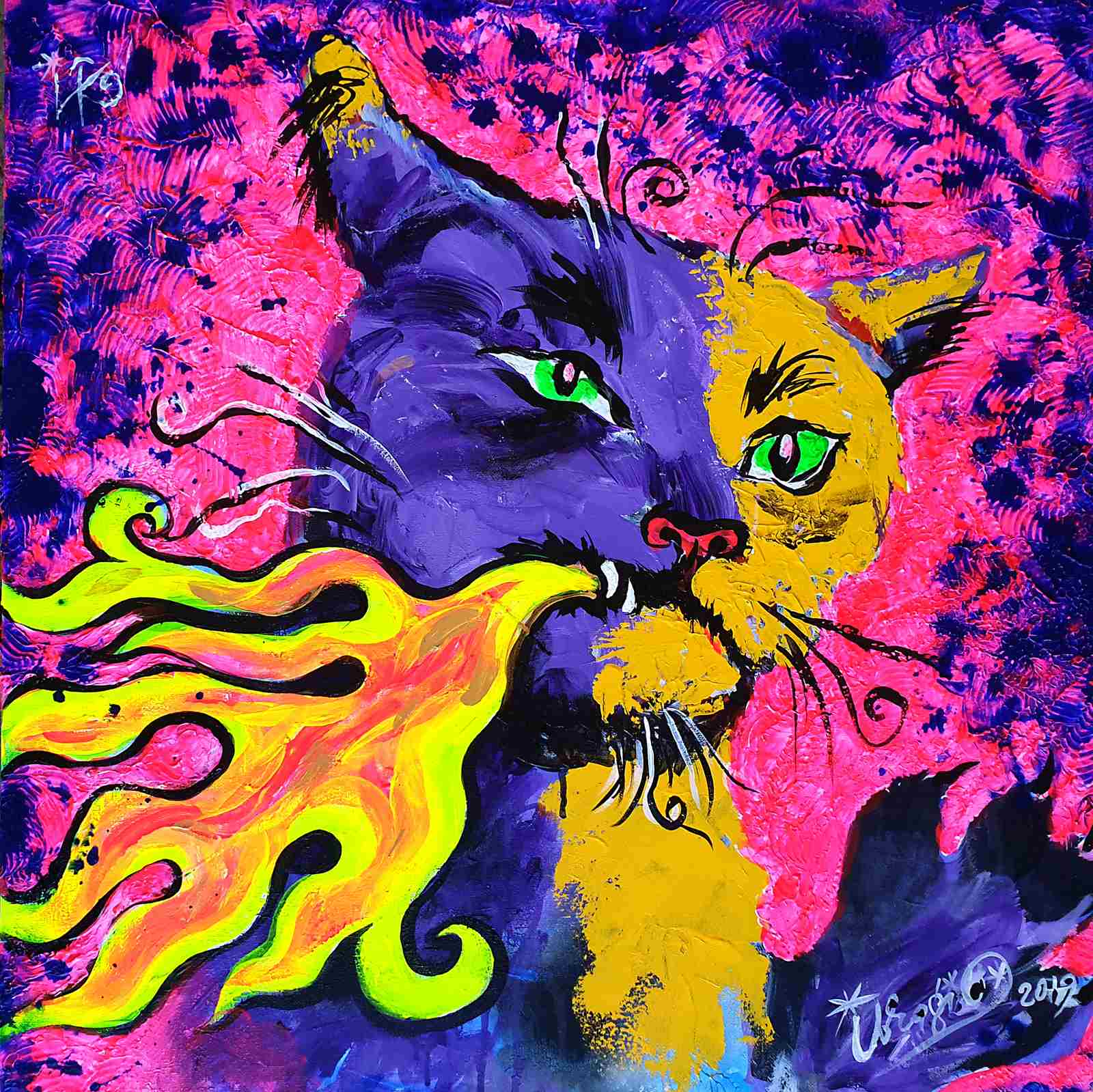 Poster - Färgglatt Kattkonst