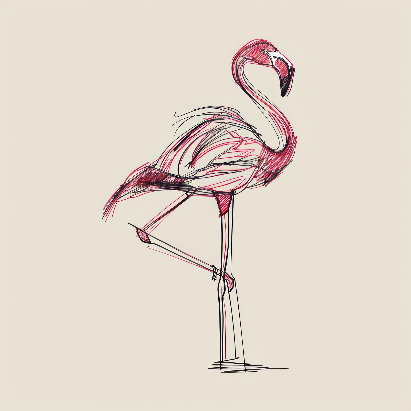 Poster - Flamingo Skiss