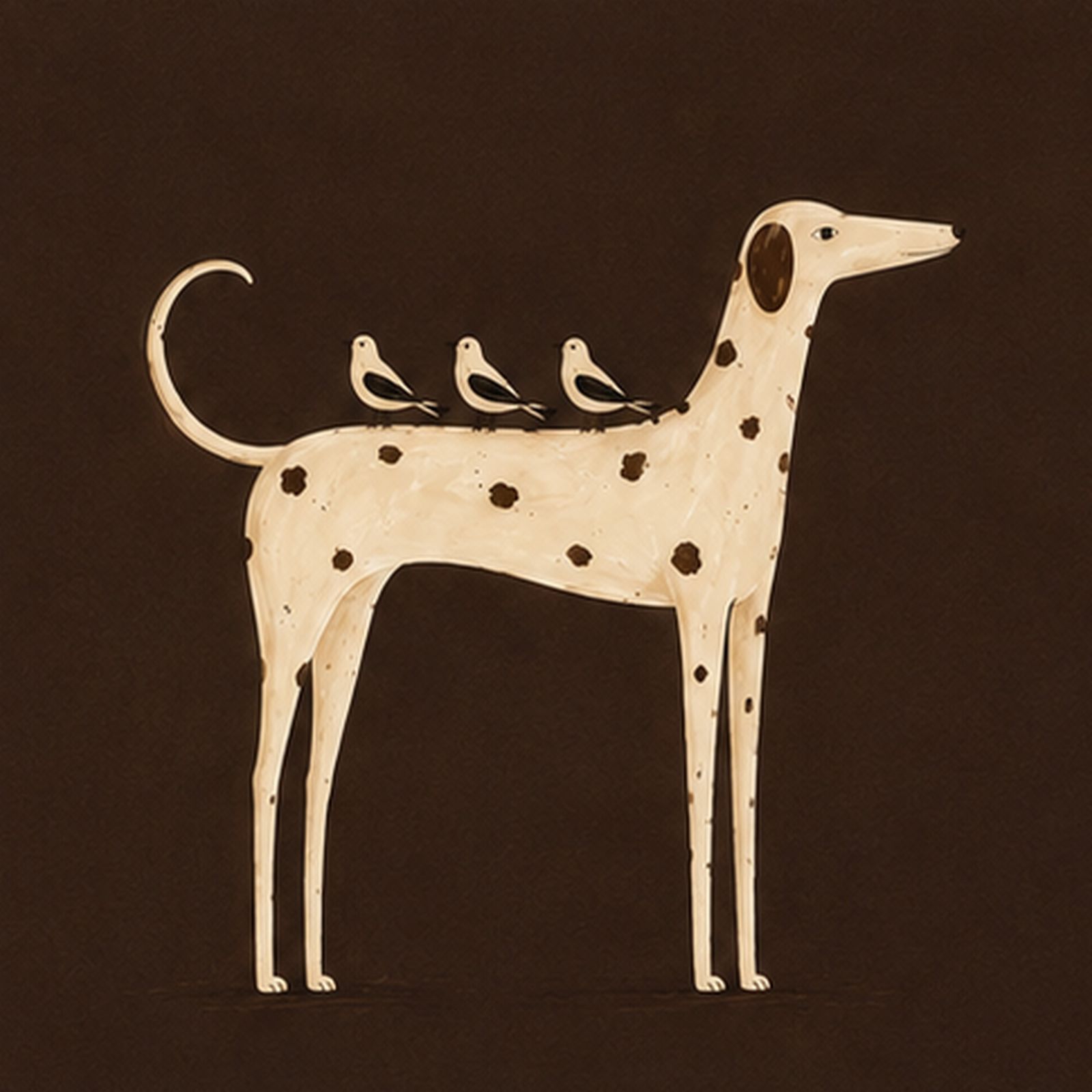 Poster - Hund och Fåglar Konstverk