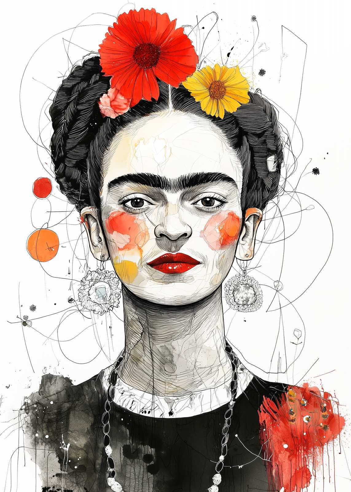 Poster - Frida Kahlo Konstnärligt Porträtt