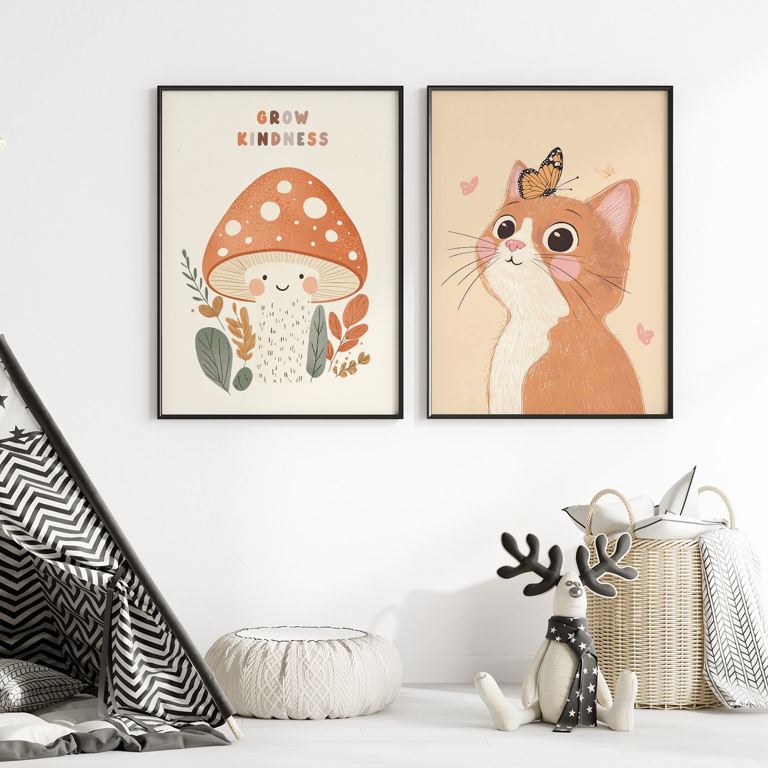 Poster - Väx vänlighet & Katt / Set av 2