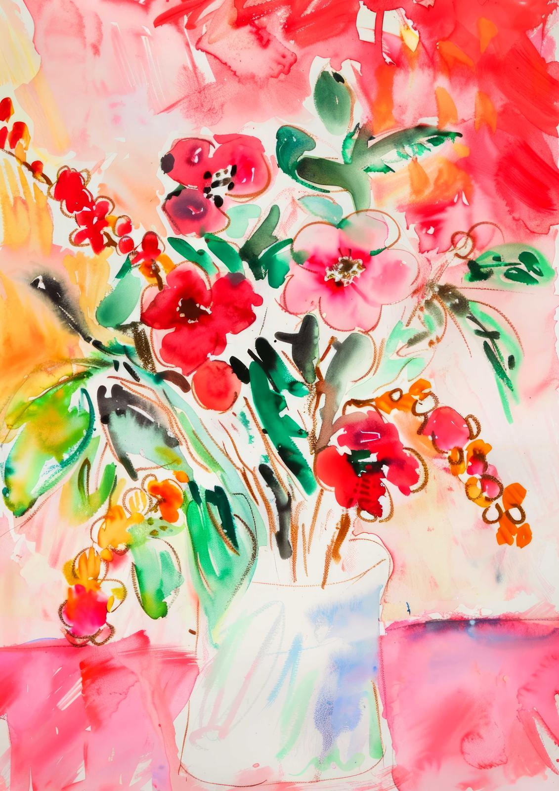Poster - Färgglada Blomster Konstverk