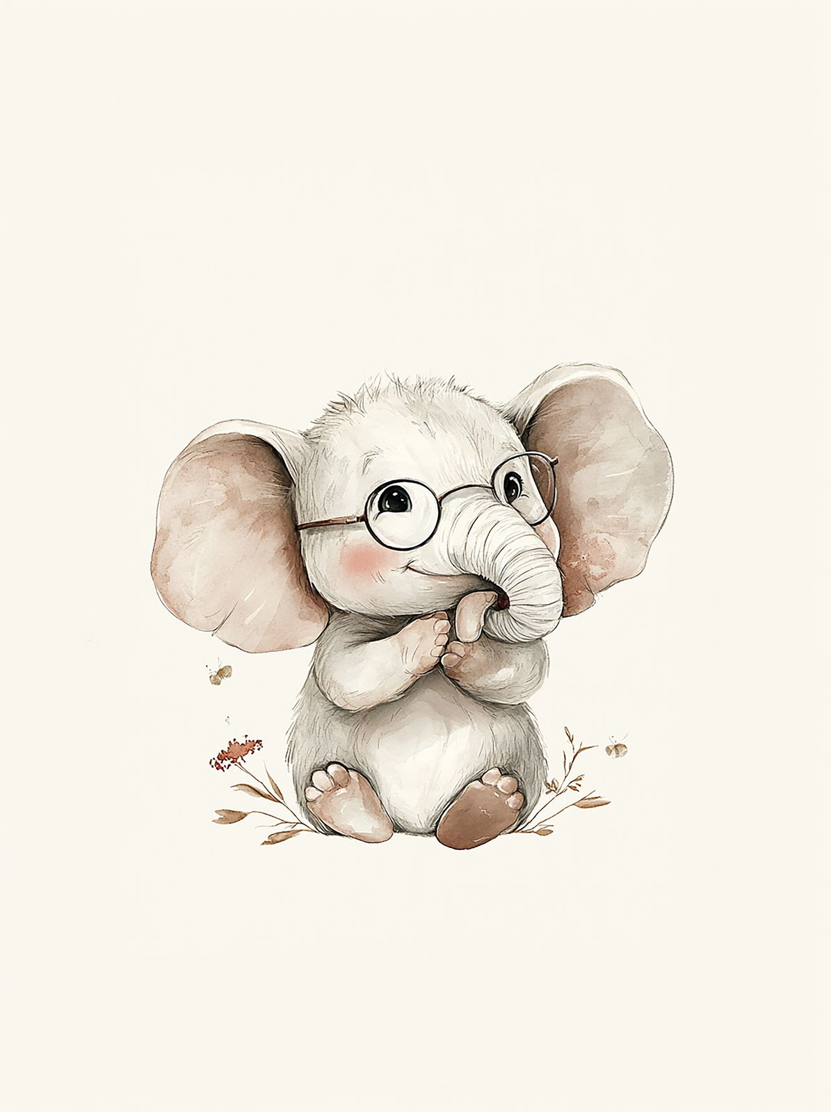 Poster - Söt Elefant med Glasögon