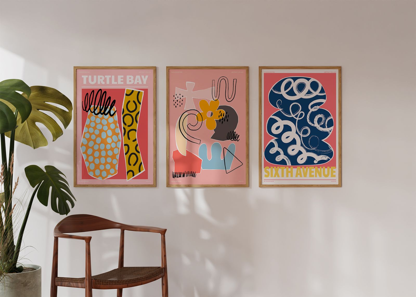 Poster - Abstrakt Collage Samling / Set av 3