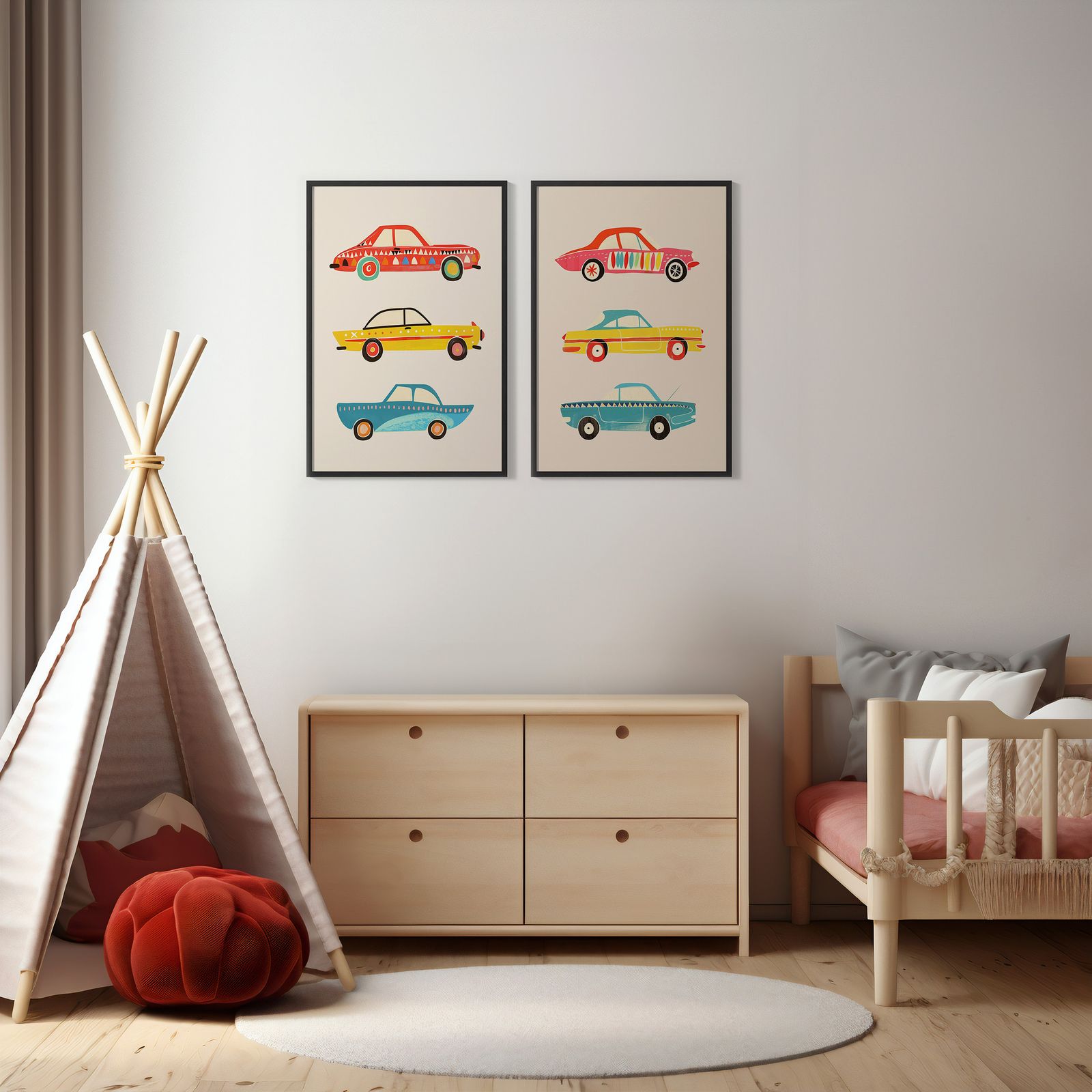 Poster - Färgglada Bilar / Set om 2