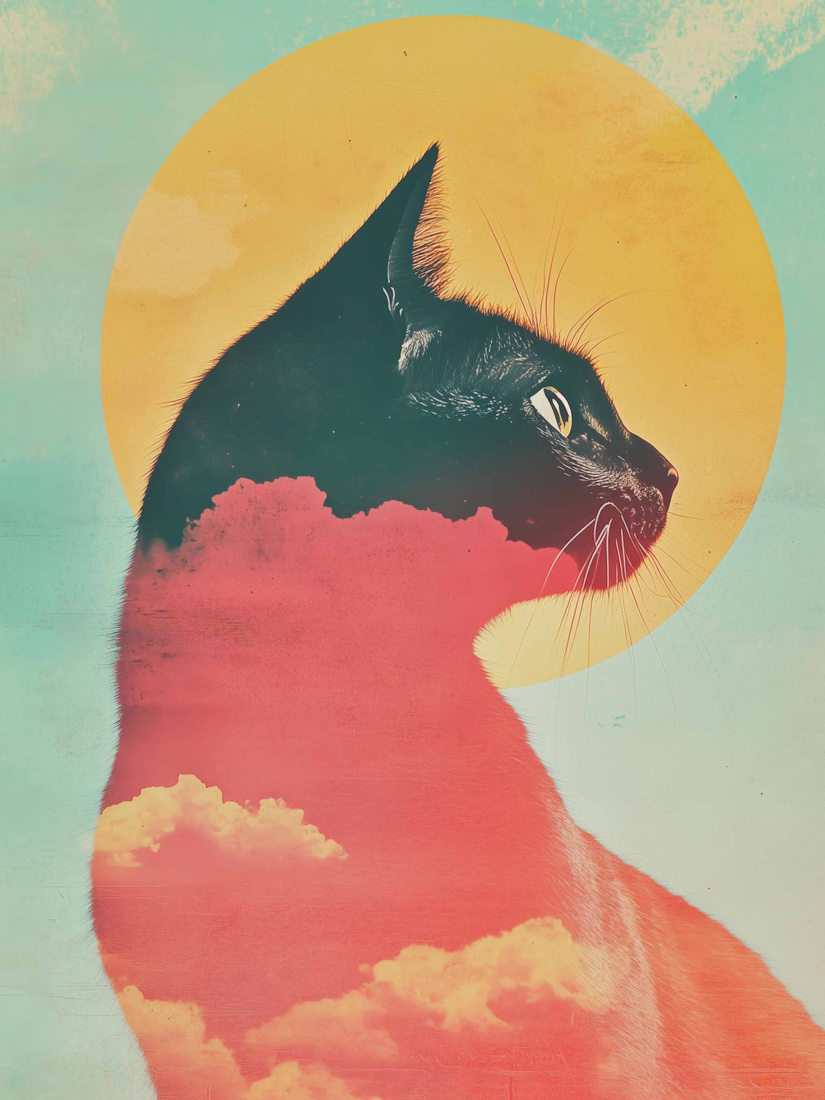 Poster - Konstnärlig Kattporträtt