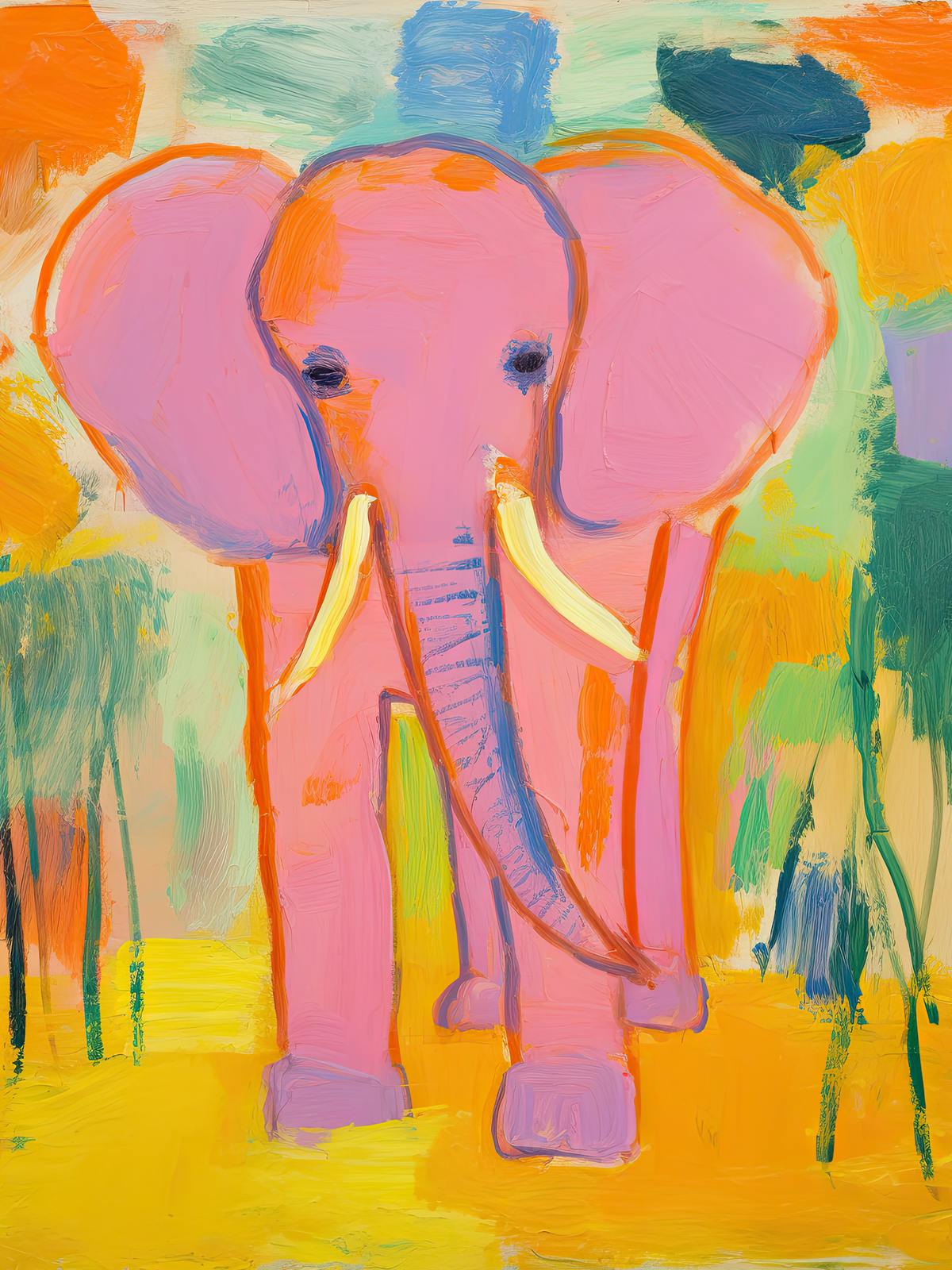 Poster - Färgglad Elefant