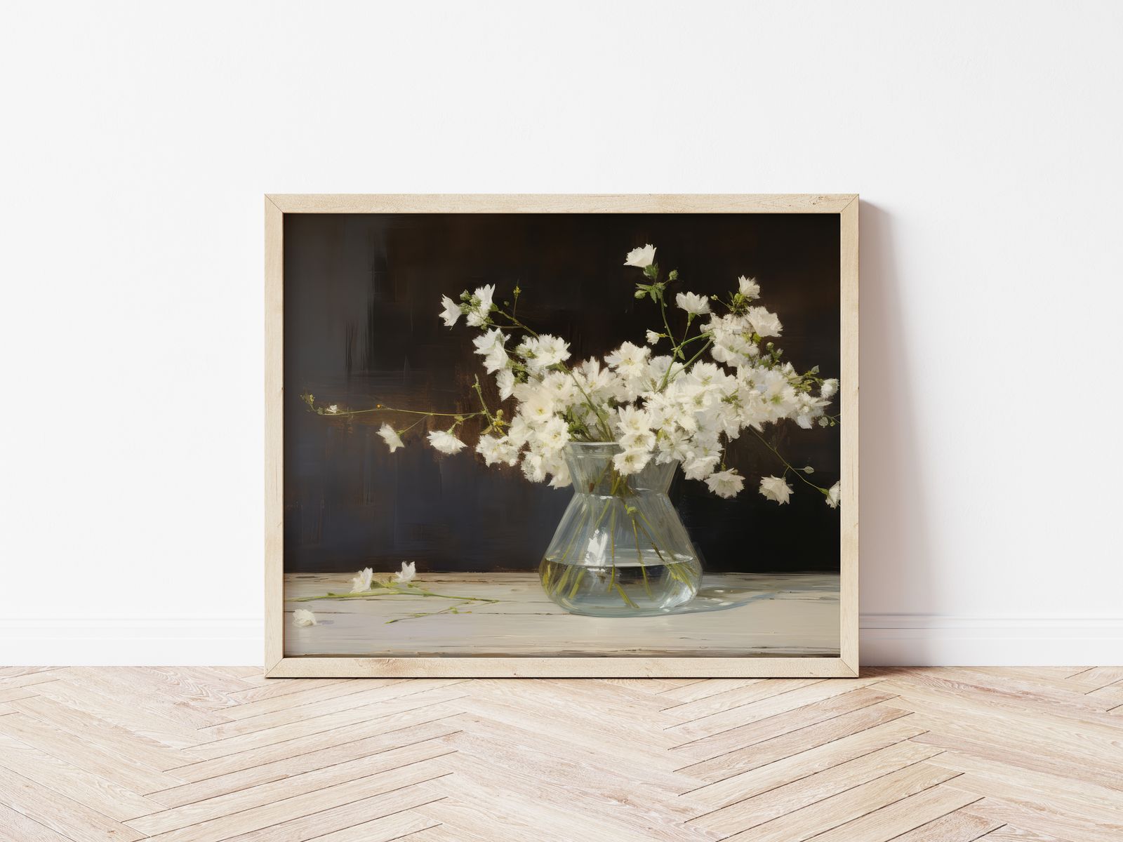 Poster - Vita Blommor i Vas