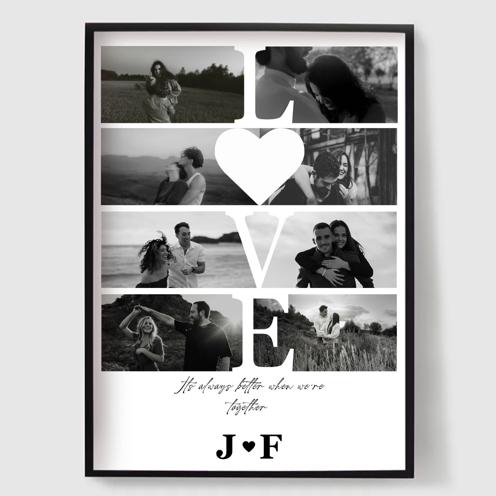 Personlig Poster - Svartvitt KÄRLEK Fotokollage
