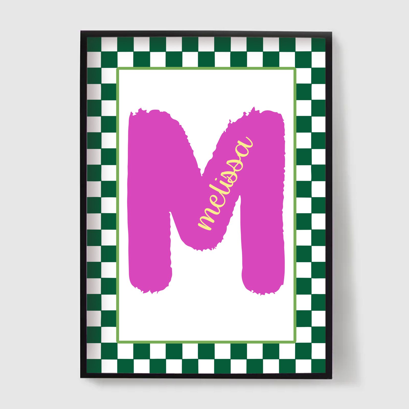 Personlig Poster - Rutigt Initial Namn Poster